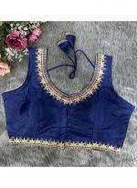 Pattu Silk Navy Blue Party Wear Embroidery Work Blouse
